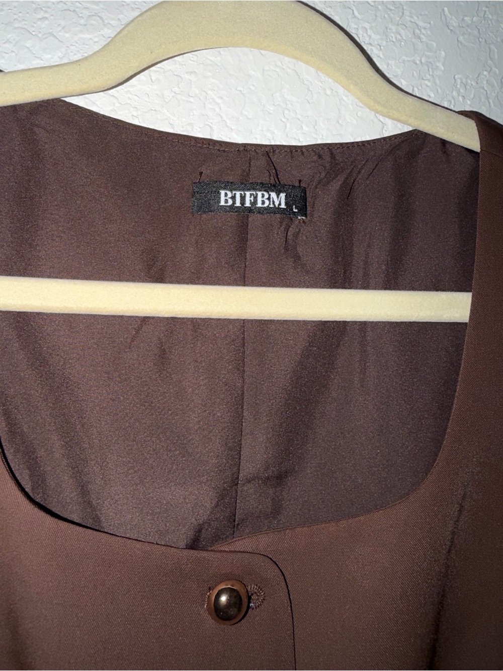 BTFBM Brown Tailored Women's Button-Front Vest - Picture 2 of 4